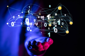 hand open in dark backgroubd