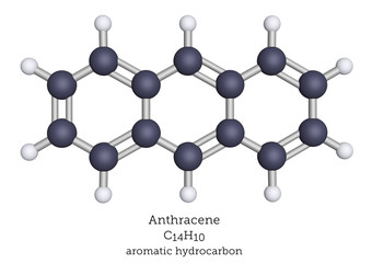 Anthracene shown as a molecular model