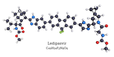 Ball-and-Stick Molecular Model of Ledipasvir