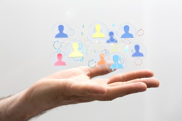 touching global network and data customer connection