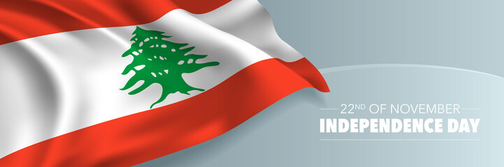 Lebanon independence day vector banner, greeting card.