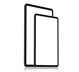 Tablet small and big blank screen isolated on white