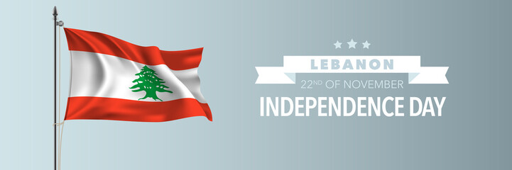 Lebanon happy independence day greeting card, banner vector illustration