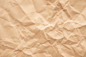 Brown crumpled recycle paper texture background
