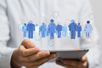 Network connections team working and interacting