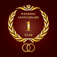 Wedding Anniversary logo for 1 year celebrating