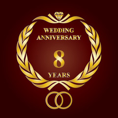 Wedding Anniversary logo for 8 years celebrating