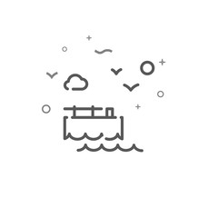 Pier simple vector line icon. Symbol, pictogram, sign. Light background. Editable stroke