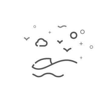 Sea wave simple vector line icon. Symbol, pictogram, sign. Light background. Editable stroke
