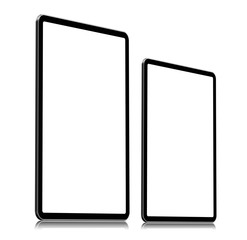 Tablet small and big blank screen isolated on white