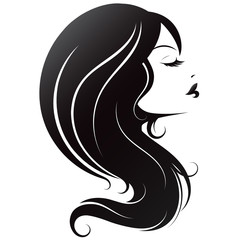 Silhouette of a girl with beautiful hair for a beauty salon