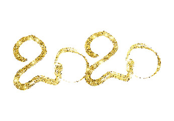 2020 gold glitter lettering and hand drawn numbers