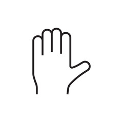 hand icon, can indicate hello or pay attention, vector illustration on a white background, editable stroke