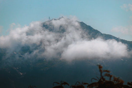 Girnar mountain covered by clouds in Junagadh, Gujarat, India