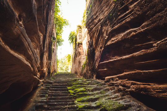 View of the Adi Kadi Vav in Uparkot Fort in Junagadh, Gujarat, India