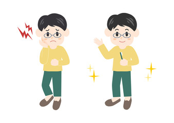 男性の歯痛と健康のイラスト
