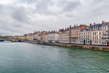 Fototapeta na wymiar Saone river in Lyon, France