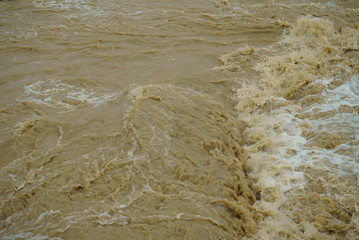 River that increased due to heavy rain