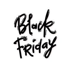Black Friday Sale hand drawing lettering, calligraphy on white background for logo, banners, labels, badges, prints, posters, web. Vector illustration.