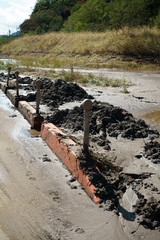 Mud overflowing from typhoon damage