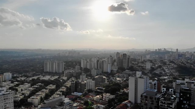 Front View Of City And Afternoon Sky In Brazil - Tilt Up 