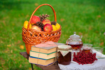 Drink. Tea with berries, autumn