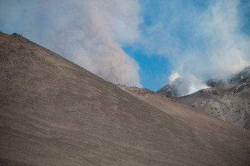 Fototapeta na wymiar Volcanic ash emission.Eruption of Mount Etna 