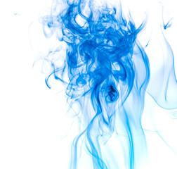 Blue smoke on white background
