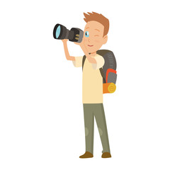 Boy scout camping outfit, summer camp activities vector illustration.
