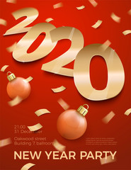 Vector New Year Party invitation paper number 2020