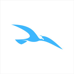 seagull logo flying bird vector simple flat blue for maritime and nautical design inspiration
