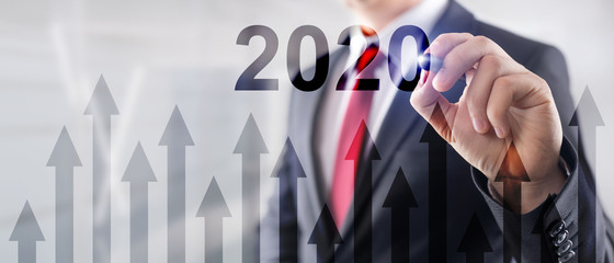 2020 concept. Graph of economics growth. Corpotare concept