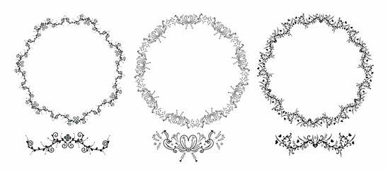 Wreath of flowers with leaves vector. Wreath flowers with ornaments for, banner,  Invitation card design and more