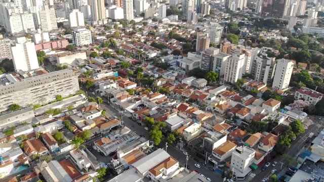 Top Aerial View Of Housing In Brazil City - Tilt Up 
