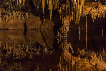 Mirrored pool at Luray Caverns