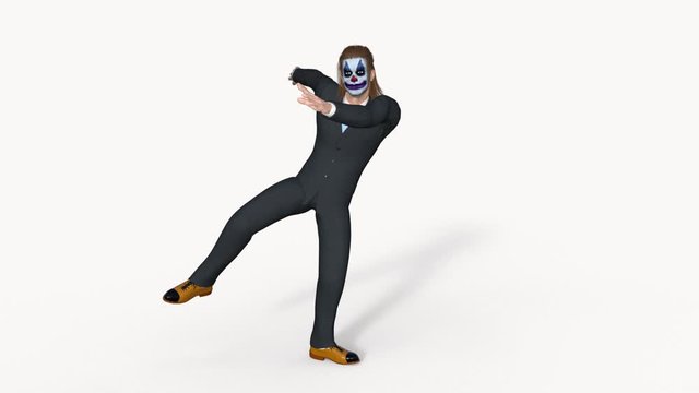 clown in a red classic costume dancing, transparent background, animation