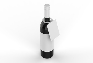 Bottle blank label and hang tag for branding and mock up. 3d render illustration.