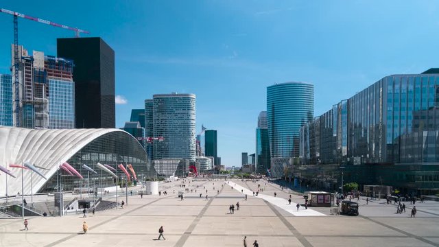 France, Time lapse in Financial district, la Defense, Paris