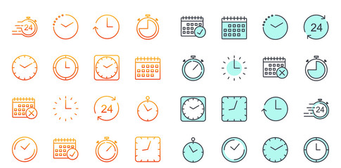 Simple Set of Time icon template color editable. Contains such Icons as Time Inspection, Log, Calendar and more symbol vector sign isolated on white background for graphic and web design.