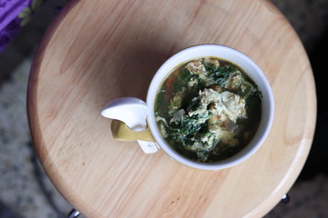 Egg drop spinach soup