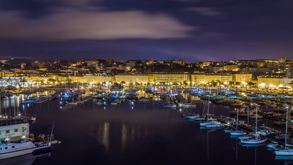 Fototapeta na wymiar Trieste harbor by night