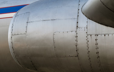 airplane body with turbine close up