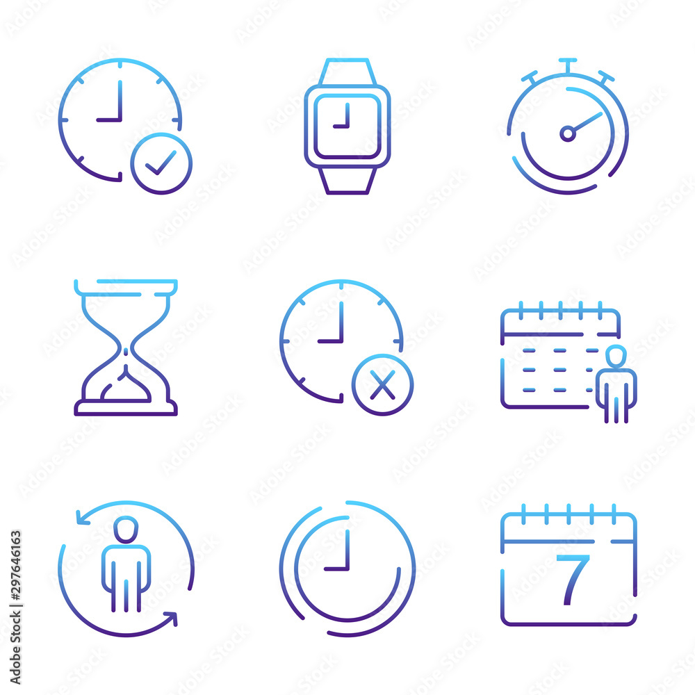 Fototapete simple set icon template color editable. time management pack symbol vector sign isolated on white b