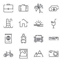 Tour and travel set icon template color editable. Simple Pack of Travel symbol vector sign isolated on white background illustration for graphic and web design.