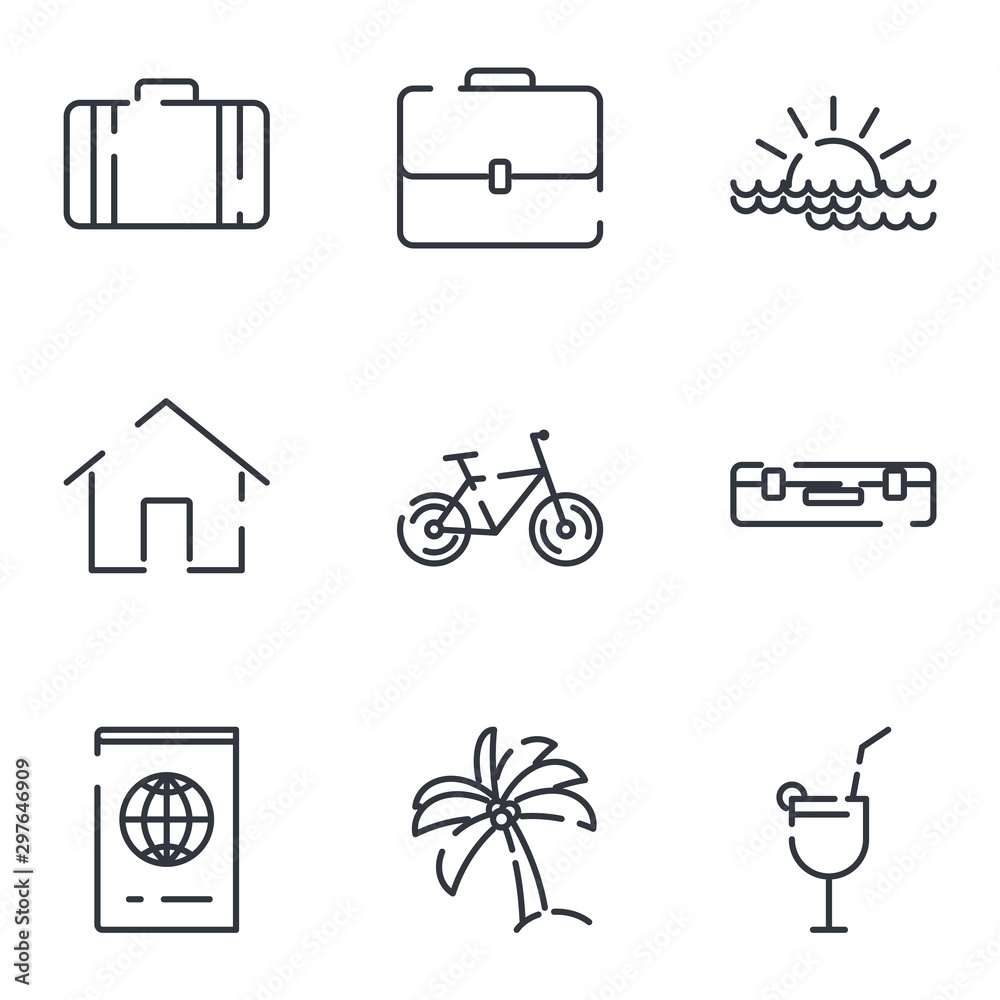 Aufkleber tour and travel set icon template color editable. simple pack of travel symbol vector sign isolated 
