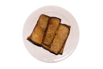 Toasted brown bread with a golden crust.Toasted bread with garlic.