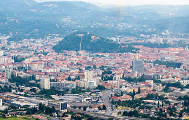 Fototapeta na wymiar City Graz aerial view with district Gries in Styria, Austria