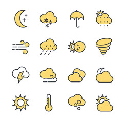 Weather line icon template color editable. Wind, Blizzard, Sun, Rain and more vector illustration for graphic and web design. Weather symbol vector sign isolated on white background.