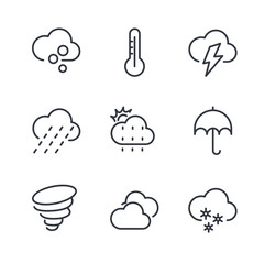 Weather line icon template color editable. Wind, Blizzard, Sun, Rain and more vector illustration for graphic and web design. Weather symbol vector sign isolated on white background.