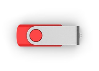 Blank pen drive with paper box packaging for promotional branding. 3d render illustration.